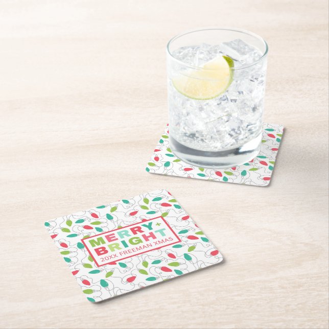 Merry + Bright Holiday Paper Coaster (Insitu)