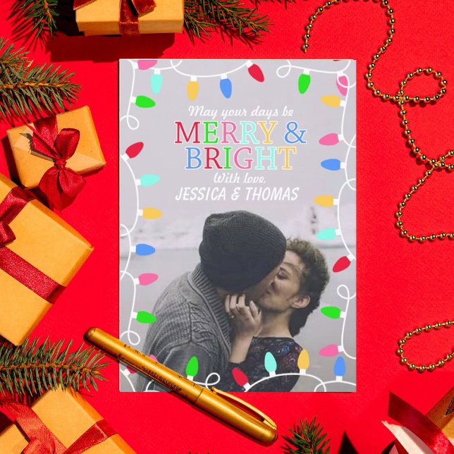 Merry & Bright Holiday Photo Christmas Card (Creator Uploaded)