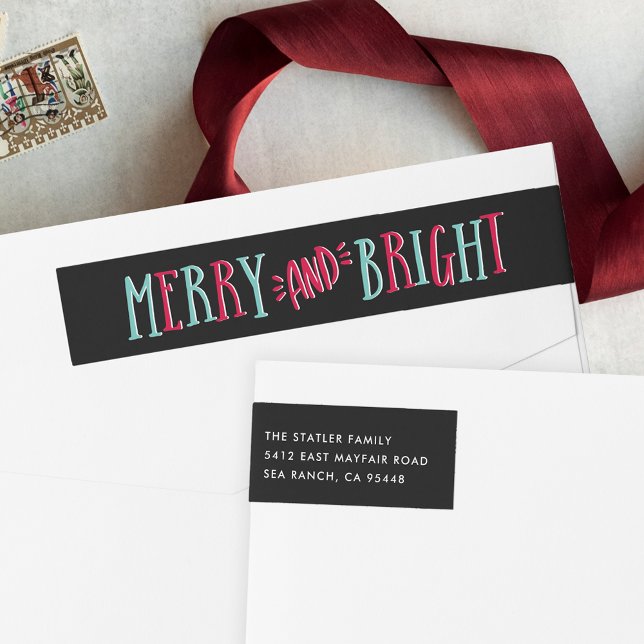 Merry & Bright | Holiday Return Address Wrap Around Label (Creator Uploaded)