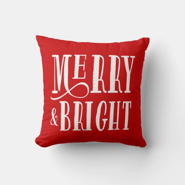 Merry & Bright | Holiday Throw Pillow (Front)