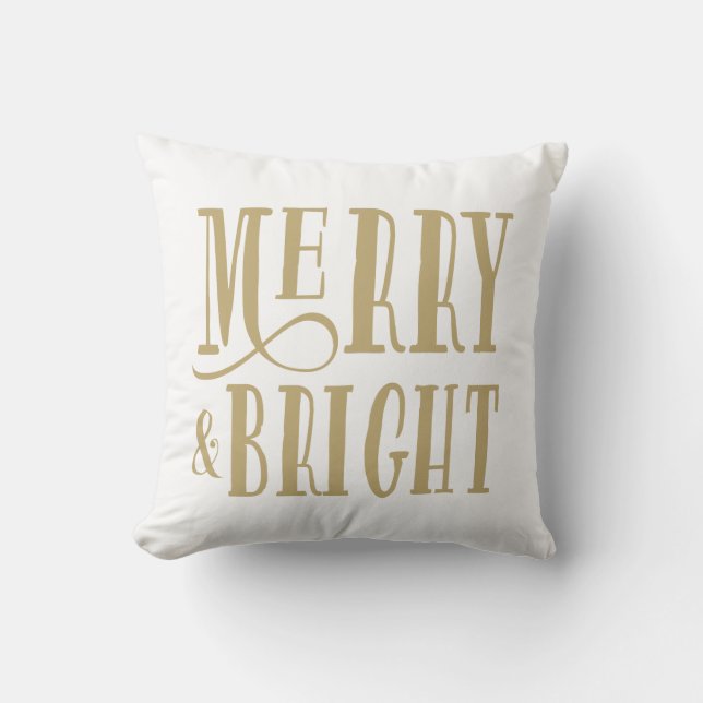Merry & Bright | Holiday Throw Pillow (Front)