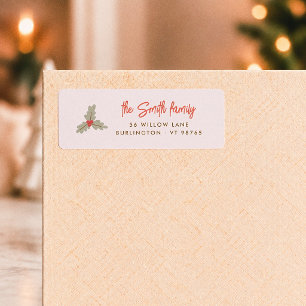 Merry & Bright Holly Christmas Return Address