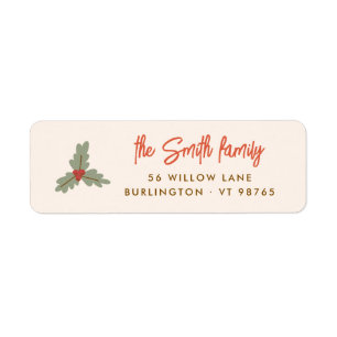 Merry & Bright Holly Christmas Return Address