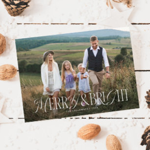 Merry & Bright Horizontal Photo Christmas Holiday Card