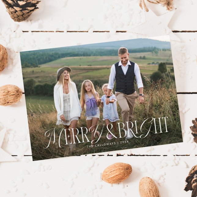 Merry & Bright Horizontal Photo Christmas Holiday Card (Creator Uploaded)