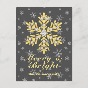 merry & bright illusrtration  postcard