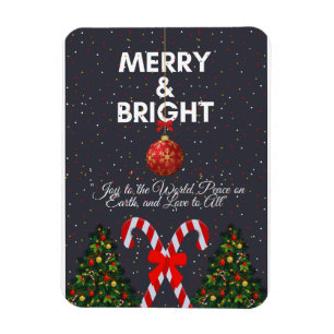 "Merry & Bright Joyful Christmas Card" Magnet