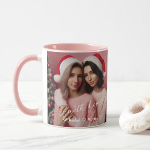 Merry & Bright Lesbian Retro Pink Custom Photo Mug