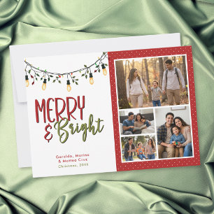 Merry & Bright Lights Photo Collage Christmas Holiday Card