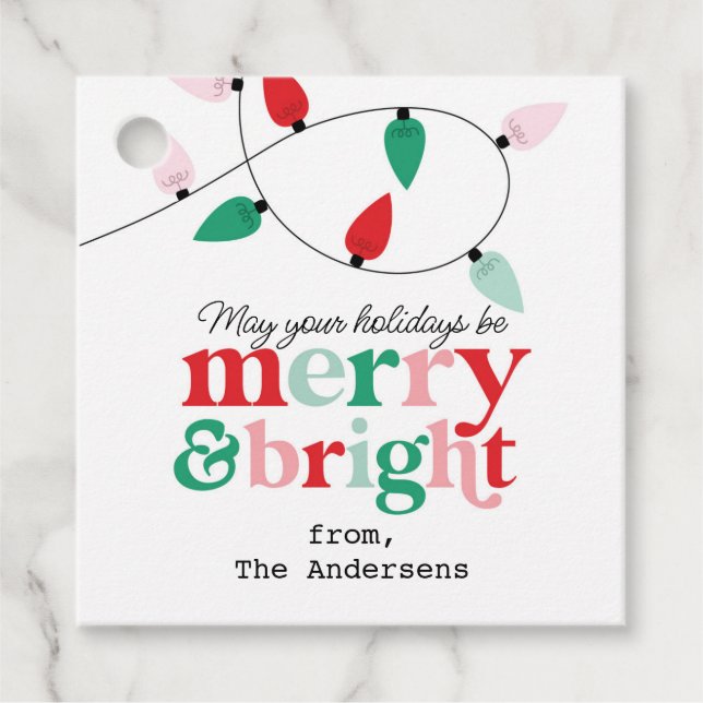 Merry Bright Lights Sticker Favour Tags (Front)