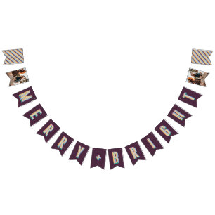 Merry + Bright Marquee Bunting Banner - Purple
