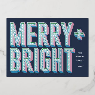 Merry + Bright Marquee Foil Carte de vacances - Bl