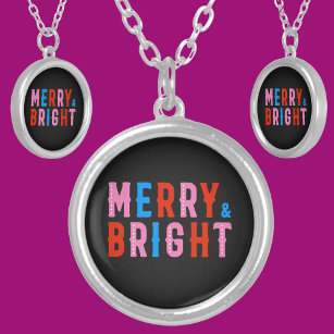 Merry & Bright, Merry Christmas     Silver Plated Necklace