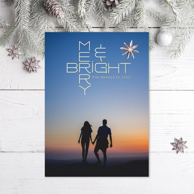 Merry & Bright Minimal Foil Holiday Card (Creator Uploaded)