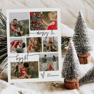 Merry & Bright Minimalist Heart Holiday Photo Card