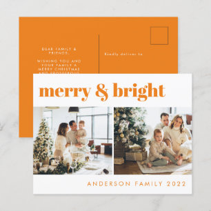 Merry & Bright Minimalist Yellow Christmas  Postcard