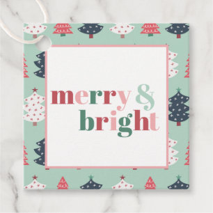 Merry & Bright Mint Tree Square Favour Tags