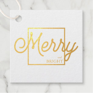 Merry & Bright Modern Christmas Silver Gold Foil Favour Tags