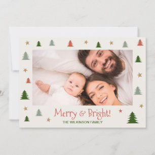 Merry Bright Modern Family photo Scandi Christmas Holiday Card