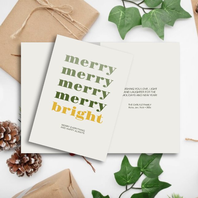 Merry & Bright Modern Minimal Gold Christmas Holiday Card (Creator Uploaded)
