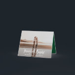 Merry Bright modern minimal photo green christmas Holiday Card<br><div class="desc">Merry & Bright modern photo christmas card. Modern green and white holiday design. Script text with a modern edge. Hand painted polka dot spotty backer. Change the backer color to customize.</div>