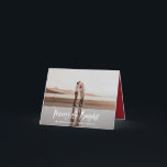 Merry & Bright modern, minimal photo red christmas Holiday Card<br><div class="desc">Merry & Bright modern photo christmas card. Modern red and white holiday design. Script text with a modern edge. Hand painted polka dot spotty backer. Change the backer color to customize.</div>