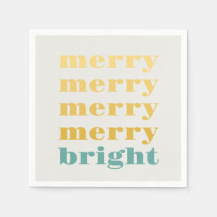 Merry & Bright Modern Minimal Teal Blue Christmas Napkin