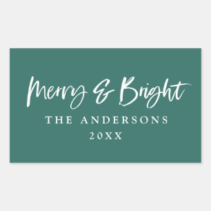 Merry & Bright modern script text christmas Sticker