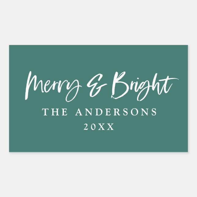 Merry & Bright modern script text christmas Sticker (Front)