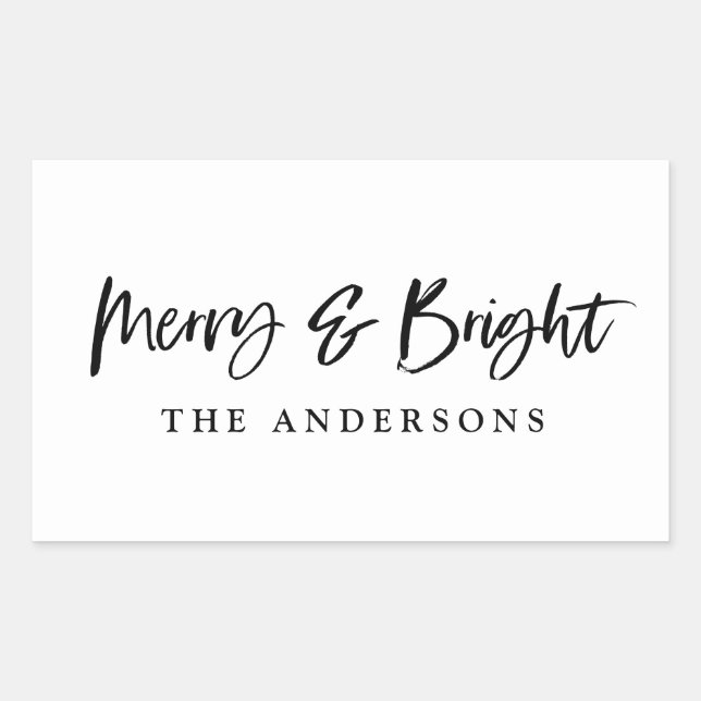 Merry & Bright modern script text christmas Sticker (Front)