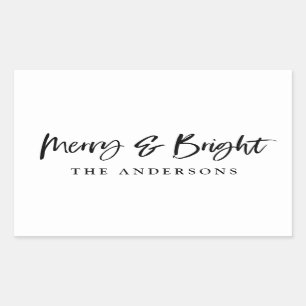 Merry & Bright modern script text christmas Sticker