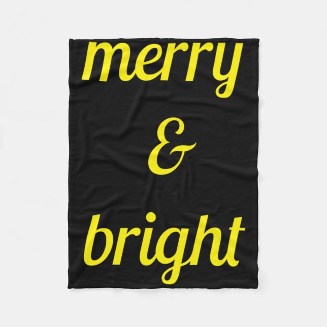 Merry Bright Navy Blue Yellow Gift T Shirt  Fleece Blanket (Front)