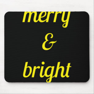 Merry Bright Navy Blue Yellow Gift T Shirt  Mouse Pad