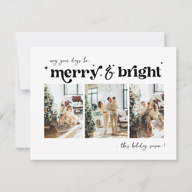 Merry & Bright Neutral Christmas photo  Holiday  (Front)