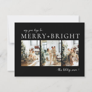 Merry & Bright Neutral Christmas photo Holiday Card