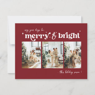 Merry & Bright Neutral Christmas photo Holiday Card
