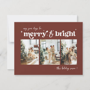 Merry & Bright Neutral Christmas photo Holiday Card