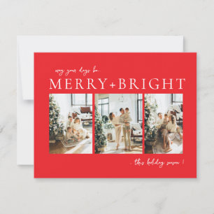 Merry & Bright Neutral Christmas photo Holiday Card