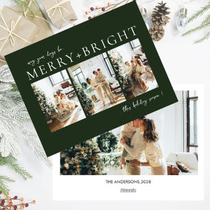 Merry & Bright Neutral Christmas photo Holiday Card