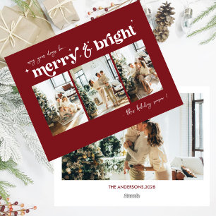 Merry & Bright Neutral Christmas photo Holiday Card