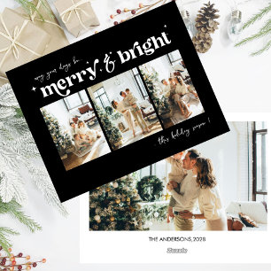 Merry & Bright Neutral Christmas photo Holiday Card
