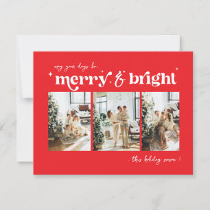Merry & Bright Neutral Christmas photo Holiday Card
