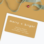 Merry   Bright | Ocher Gold Christmas Address Label<br><div class="desc">Simple, stylish, trendy "merry bright" return address label with modern minimalist typography in white on a rich ocher mustard yellow background. The greeting, name and address can be easily customized for a personal touch. A quirky, unique christmas label to be paired with our complementary range of cards will mean you...</div>