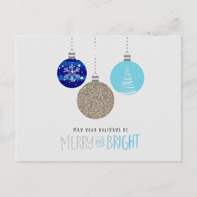 Merry & Bright Ornaments Holiday Winter Postcard (Front)