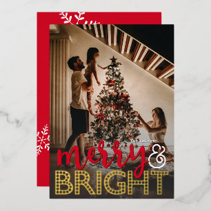 Merry & BRIGHT Overlay Christmas Photo Foil Holiday Card