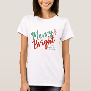 Merry & Bright painted script design T-Shirt