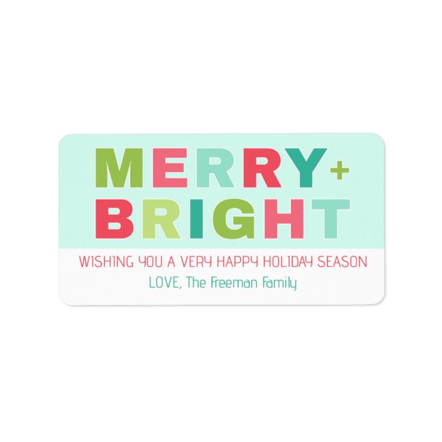 Merry + Bright Pastel Holiday Gift Label (Front)