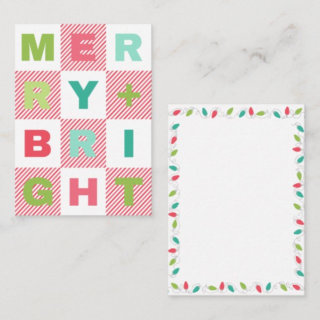 Merry + Bright Pastel Holiday Gift Tag  Card (Front/Back)
