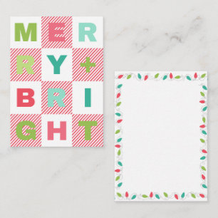 Merry + Bright Pastel Holiday Gift Tag  Card