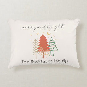 Merry & Bright Pastels Hand drawn Christmas Trees Accent Pillow